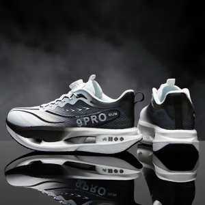 Carbon board running shoes autumn and winter rotating buckle sports double mesh shoes ultra light shock absorption+ultra light carbon board+rotating buckle black
