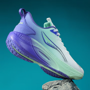 Professional racing shoes, sports shoes, breathable casual sports shoes white-purple