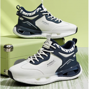 Men's shoes, sports shoes, autumn and winter leather, lightweight shock-absorbing running shoes, basketball running shoes black