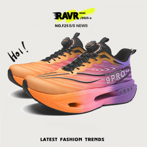 Carbon board running shoes, sports double mesh shoes, ultra light shock-absorbing running shoes, 8pro double mesh ultra light high elasticity Purple Orange