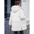 Women's thick windproof hooded down jacket - A warm and cozy winter coat with zipped pockets, stand-up collar, mid-length cold-weather outerwear, suitable for skiing and commuting - Elegant white coat Women's thick windproof hooded down jacket - A warm and cozy winter coat with zipped pockets, stand-up collar, mid-length cold-weather outerwear, suitable for skiing and commuting - Elegant white coat