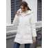 Women's thick windproof hooded down jacket - A warm and cozy winter coat with zipped pockets, stand-up collar, mid-length cold-weather outerwear, suitable for skiing and commuting - Elegant white coat Women's thick windproof hooded down jacket - A warm and cozy winter coat with zipped pockets, stand-up collar, mid-length cold-weather outerwear, suitable for skiing and commuting - Elegant white coat