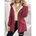 Women's Jacket] Heavy-Duty Thick Insulated Women's Winter Jacket - Hooded Collar, Full-Zip Closure & Drawstring Waist - Burgundy/Red - Machine Washable