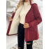 Women's Jacket] Heavy-Duty Thick Insulated Women's Winter Jacket - Hooded Collar, Full-Zip Closure & Drawstring Waist - Burgundy/Red - Machine Washable