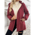 Women's Jacket] Heavy-Duty Thick Insulated Women's Winter Jacket - Hooded Collar, Full-Zip Closure & Drawstring Waist - Burgundy/Red - Machine Washable