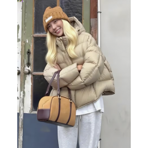 Jacket with Hood - Thick Winter Coat, Olive Green Vest, Machine Washable Cold Weather Outerwear for Skiing, Snowboarding & Outdoor (No Belt, Straight Fit)