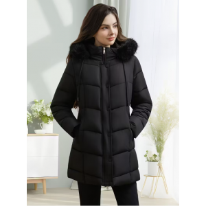 Women's Windproof Winter Coat - Cold Weather Jacket with Magnetic Pockets & Double Zipper Closure, Mid-Length Formal & Casual Outerwear in  Machine Washable Luxury Winter Coat for Everyday and Special Occasions