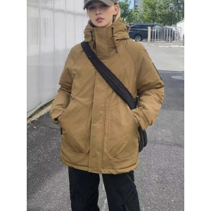 Heavy-Duty Mid-Length Vintage Workwear Jacket - Thickened Outer Coat, Machine Washable Winter Warmth, Classic Workwear Style (No Belt) for Outdoor & - Cold Weather Parka
