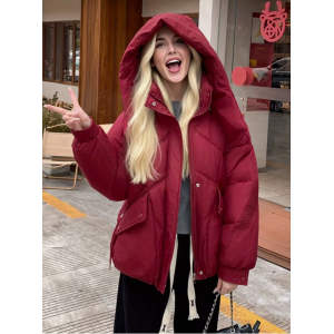 Women'S Winter Fashion Padded Coat with Detachable Hood - Warm, Loose Fit, Long Sleeve, Solid Color, Casual Style, Pockets, No Belt, Perfect for Cold Weather, Winter Coat | Casual Style Coat | Padded Coat
