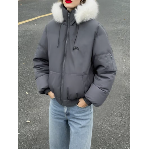 Thickened Winter Jacket with Fur-Lined Hood - Heavy-Duty Cold-Weather Coat, White Fur Collar & Cuff, Outer, Machine Washable Jacket for Skiing, Snowboarding & Outdoor