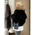Winter Jacket with Large Plush Fur Collar - Black Cold-Weather Coat, Machine Washable Long Sleeve Outerwear, White & Design for Casual & Formal Wear Winter Jacket with Large Plush Fur Collar - Black Cold-Weather Coat, Machine Washable Long Sleeve Outerwear, White & Design for Casual & Formal Wear